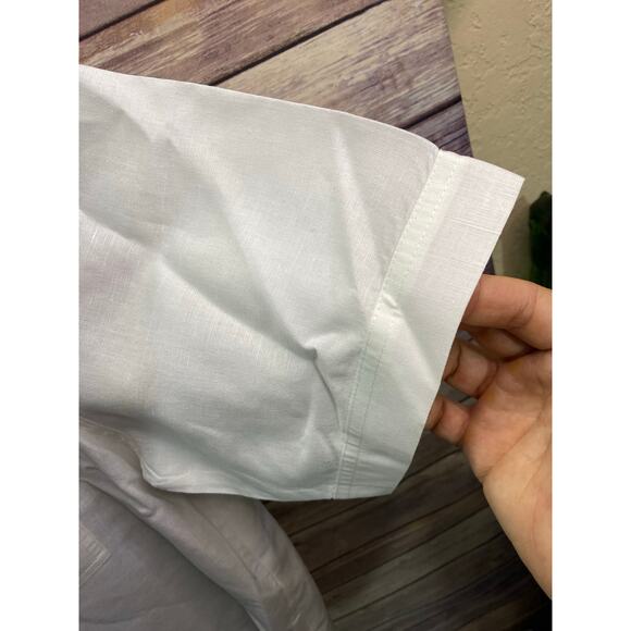 Eddie Bauer Linen Cotton Blend White SS Button Up Men's L 26x30 - Picture 10 of 11